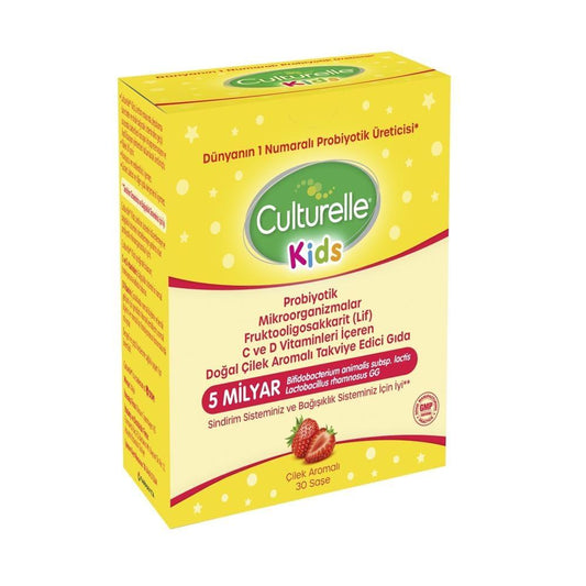 Culturelle Kids Probiotic Supplement - 30 Sachets, Supports Children's Digestive & Immune Health, Natural Strawberry Flavor