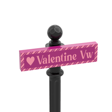 Valentine Vw. Street Sign - Custom Printed 1x4 Tile - Made with LEGO® Parts