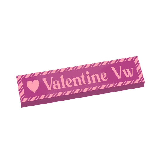 Valentine Vw. Street Sign - Custom Printed 1x4 Tile - Made with LEGO® Parts