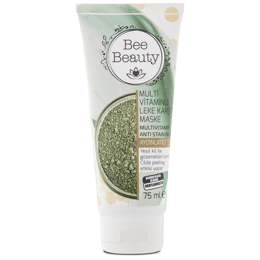 Bee Beauty Multi-Vitamin Anti-Spot Face Mask 2.54 fl oz - Natural Skincare, Green Clay, Peeling Effect