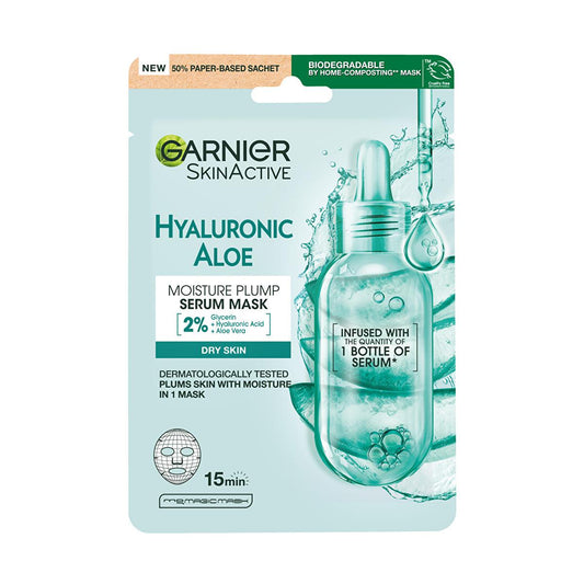 Garnier Hyaluronic Acid Face Mask with Aloe Vera - Hydrating Sheet Mask for Dry Skin, 32g
