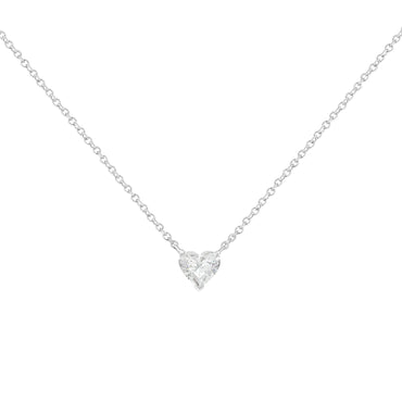 14k White Gold 1/4 Cttw Lab Grown Heart Shape Diamond Solitaire 18" Pendant Necklace (E-F Color, SI1-SI2 Clarity)