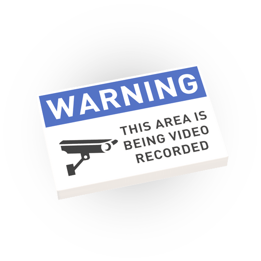 Warning - Video Recording Sign - Custom Printed - Made Using a LEGO® Tile