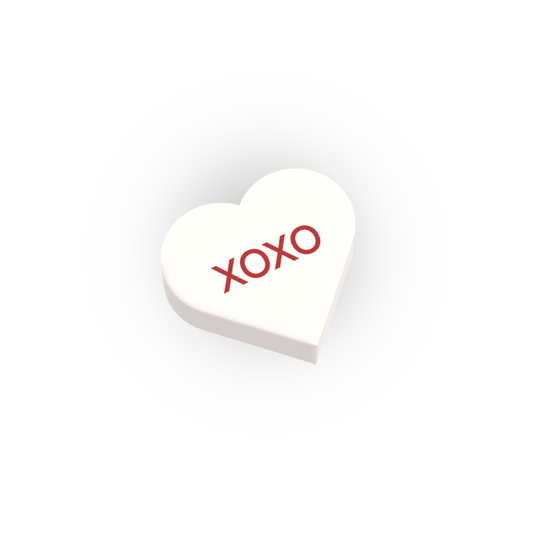 "XOXO" Conversation Candy Heart - Custom Printed 1x1 tile - Made Using a LEGO® Part
