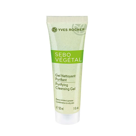 Yves Rocher Sebo Vegetal Facial Cleansing Gel - Mini Size, Moisturizing & Gentle Cleanser for Hydrated Skin