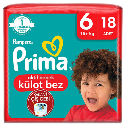 Prima Pampers Disposable Diapers, Hypoallergenic Baby Diapers for Sensitive Skin - Size 6, 18 Count