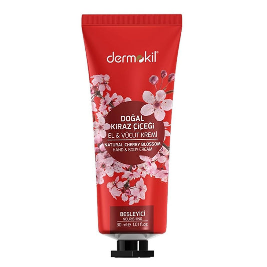 Dermokil Cherry Blossom Hand Cream: Natural Moisturizing for Dry Skin | Shea Butter, Glycerin & Clay - Deep Hydration & Protection, 1 fl oz