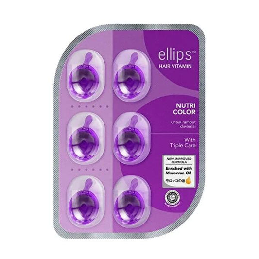 Ellips Hair Vitamin Capsules for Colored Hair - 6 Count, Nourishes and Protects Hair Color, Halal Certified