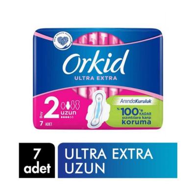 Orkid Ultra Extra Long Hygienic Pads: Ultimate Feminine Hygiene, Ultra Absorbent, Dermatologically Tested - 7 Count
