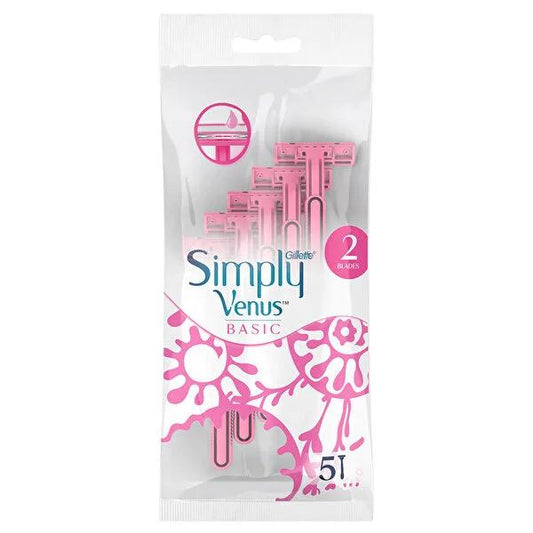 Gillette Venus Basic Disposable Razors - 5 Pack - Smooth Skin & Comfort - Women's Razor, Travel-Friendly & Affordable Shaving