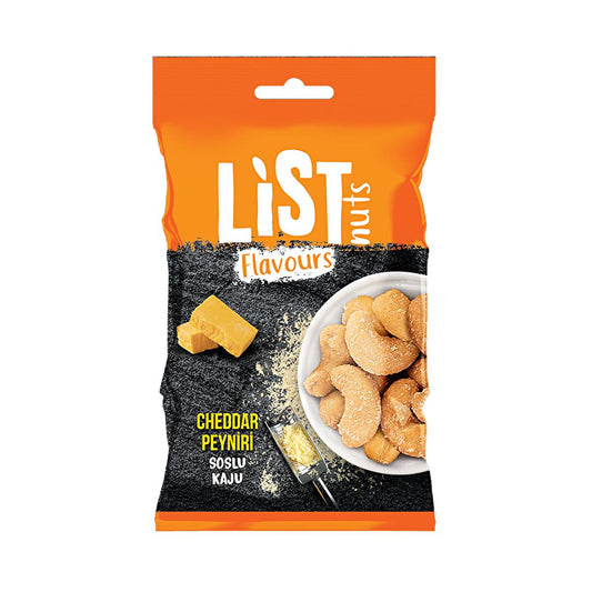 List Nuts Flavours - Cheddar Cheese Flavored Cashew Nuts, 30g - Savory Snack with Unique Flavor