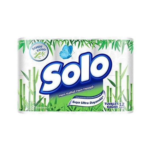 Solo Bambu Bamboo Toilet Paper, Water-Resistant, 12-Pack - Eco-Friendly Bathroom Essentials