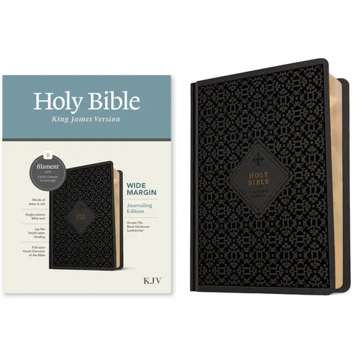 KJV Wide Margin Bible, Filament Enabled (Hardcover Leatherlike, Ornate Tile Black, Red Letter) - Imitation Leather