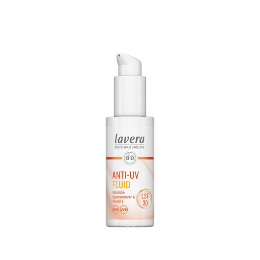Lavera Natural Sunscreen SPF30 Anti-UV Fluid: Daily Sun Protection for Sensitive Skin - Lightweight, Organic, Travel-Friendly (30ml)
