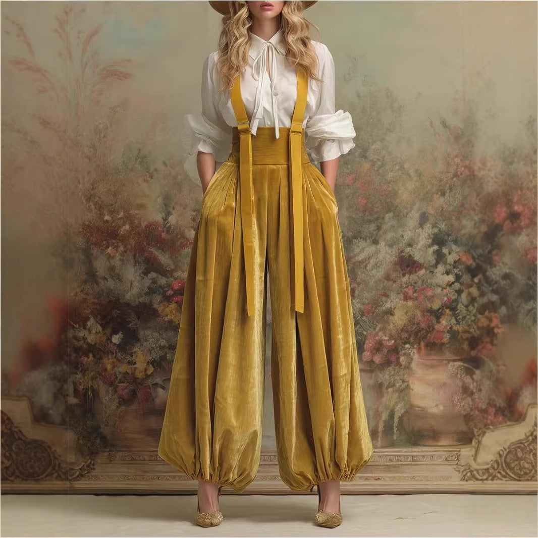 Stylish Relaxed-fit Velvet Workwear Jumpsuit