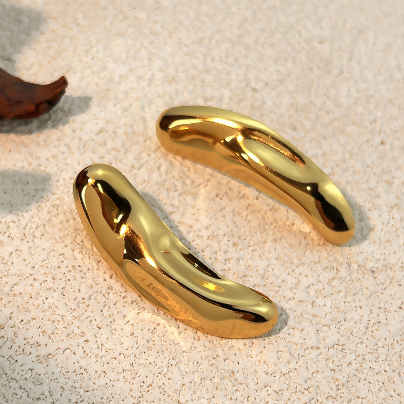 18K Gold plated Stainless Steel Geometric Plain finish Earrings Womens European And American Style