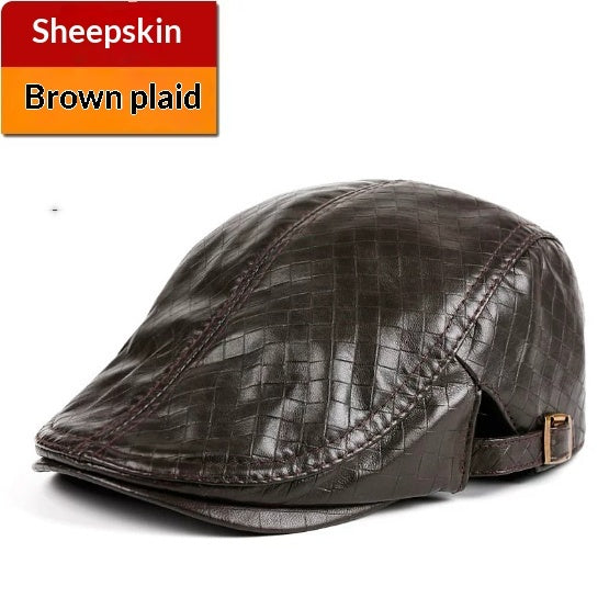 Mens Thin Korean-Style Leather Hat For Autumn And Winter Perfect For Middle-Aged And Older Gentlemen