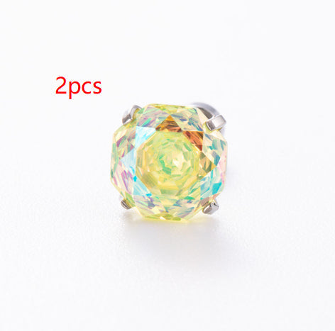 High-end, Brilliantly Reflective Octagonal Millennium Rose-cut Cubic Zirconia Stud Earrings