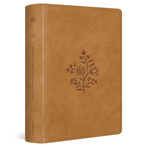 ESV Single Column Journaling Bible, Large Print (Trutone, Nubuck Caramel, Wildflower Design) - Imitation Leather