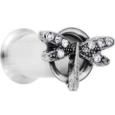 2G Clear Gem Steel Hi Sky Dragonfly Double Flare Tunnel Plug Set