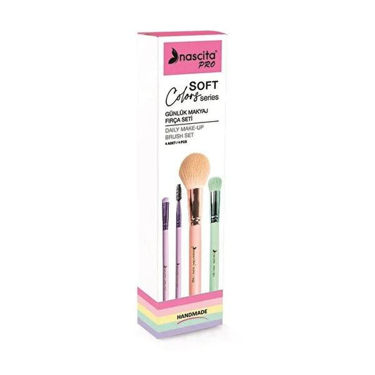 Nascita Soft Colors Makeup Brush Set - 4 Piece High-Quality Daily Makeup Brushes for Professional and Everyday Use