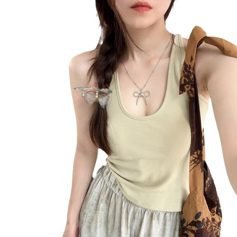 Retro U-neck Halter I-shaped Camisole For Women
