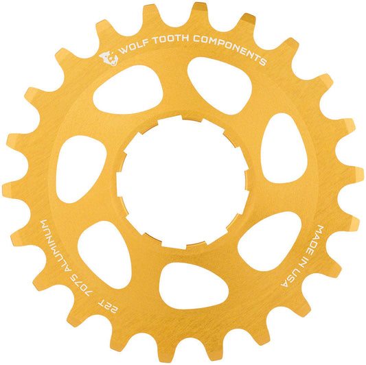 Wolf Tooth Single Speed Aluminum Cog - 22t Compatible with 3/32" Chains Gold