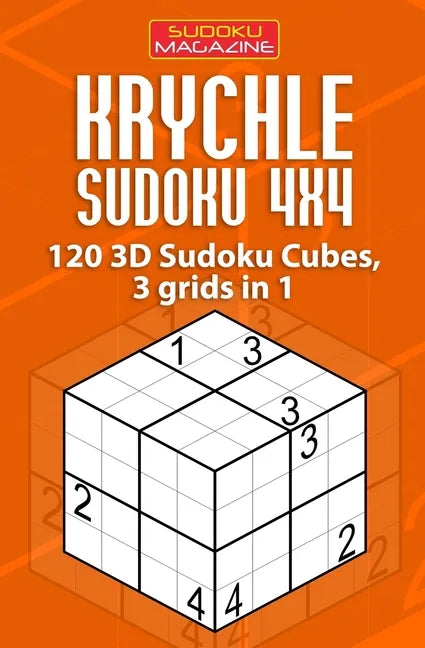Krychle Sudoku 4x4: 120 3D Sudoku Cubes, 3 grids in 1 - Paperback