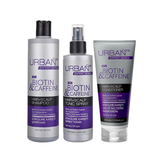 URBAN Hair Care Set - Anti-Hair Loss Products with Biotin & Caffeine for Hair Loss Prevention