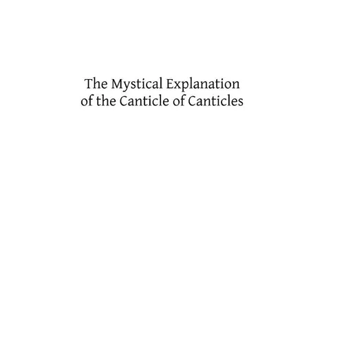 The Mystical Explanation of the Canticle of Canticles - Paperback
