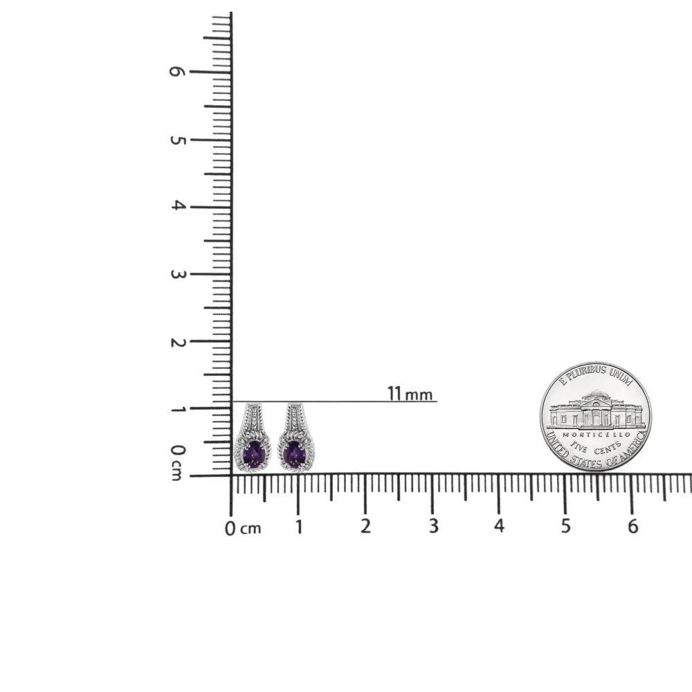 Art Deco Amethyst and Diamond Accent Sterling Silver Drop Earrings