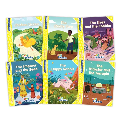 Jolly Phonics Folktales Yellow Readers (Level 2) Complete Set (1-6): In Print Letters (American English Edition) - Paperback