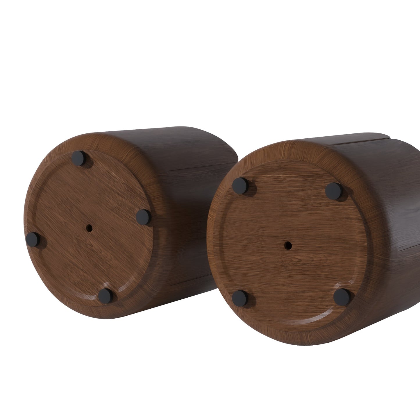 19.29 in Outdoor Side Table Set of 2, Wood Grain, Waterproof, Patio, Brown
