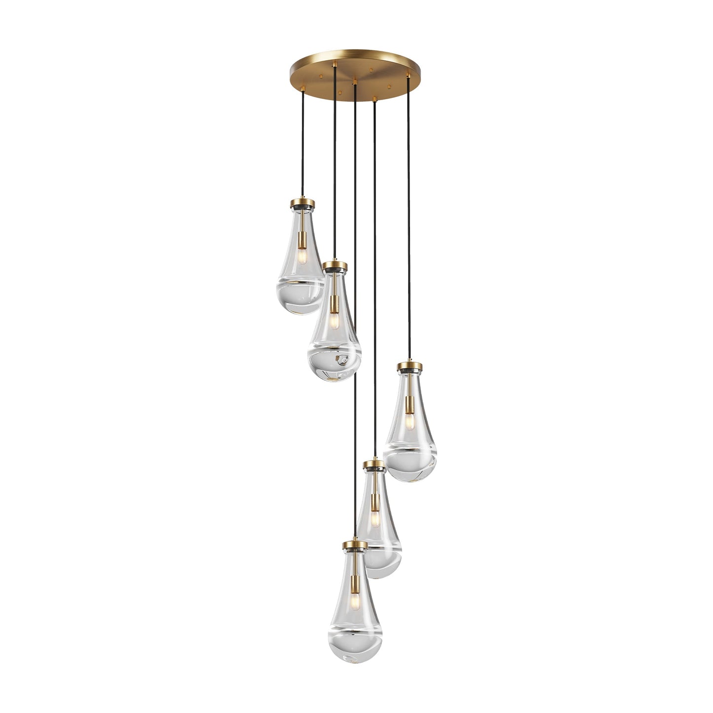 Chandelier 5-Light Cluster Pendant Brass High Ceiling Adjustable E12