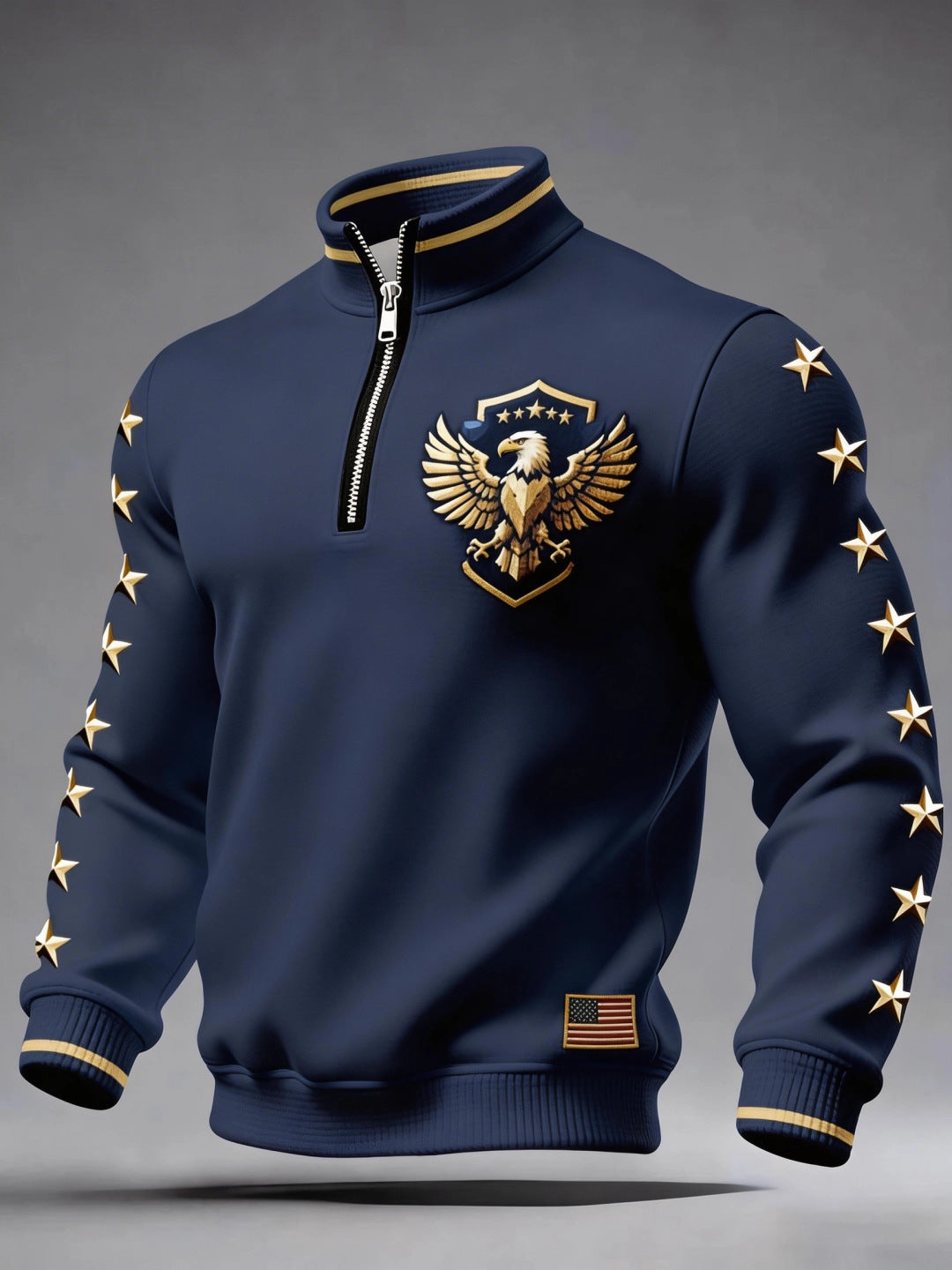 Mens Half-zip Hooded Sweatshirt With A Stand-up Collar Design