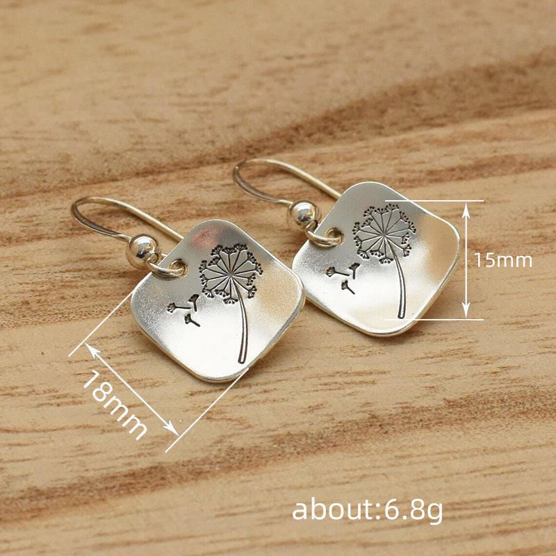 Minimalist Vintage Square Dandelion Earrings