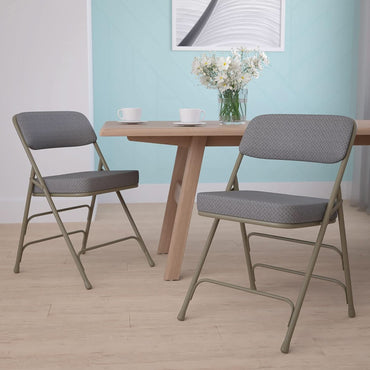 Gray Metal Folding Event Chairs With Cushioned Seats Set Of 2