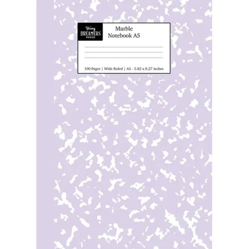 Marble Notebook A5: Lilac Purple Marble Wide Ruled Journal - Paperback