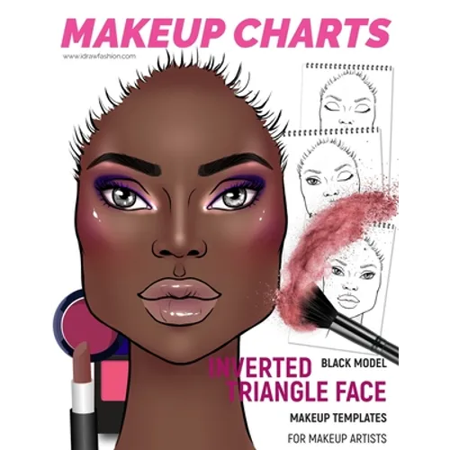 Makeup Charts - Face Charts for Makeup Artists: Black Model - INVERTED TRIANGLE face shape - Paperback
