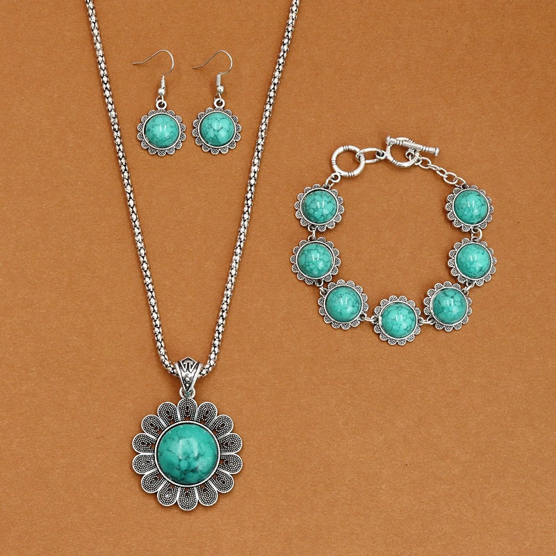 European And American Ethnic Bohemian Turquoise Necklace For Women
