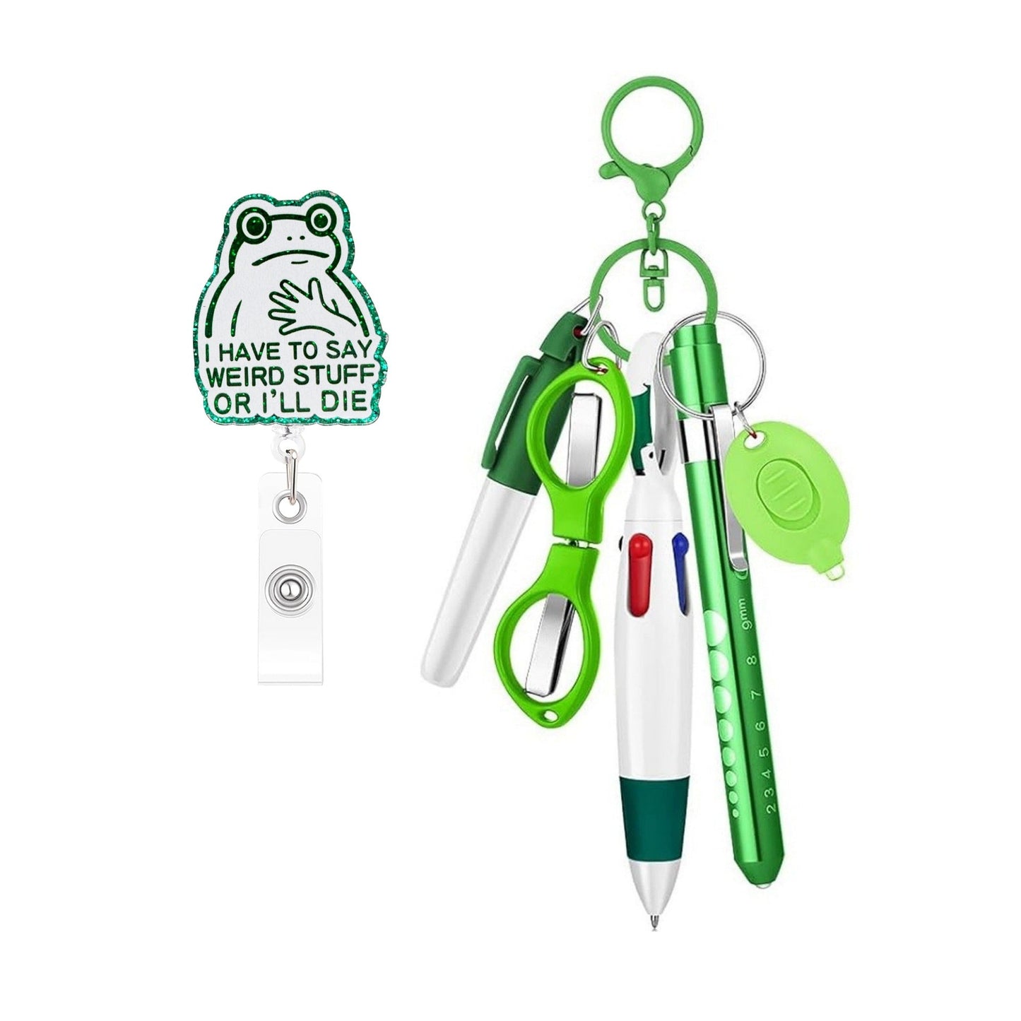 Retractable Nurse Pen Set Keychain With Flashlight