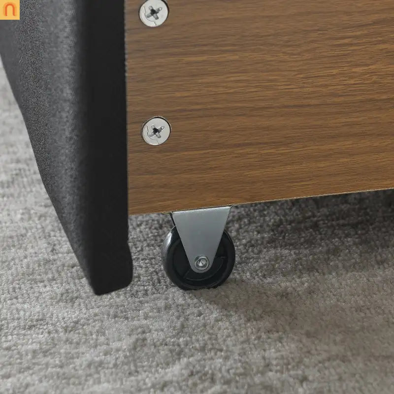 Queen Daybed Frame Black Linen Button Tufted Drawers