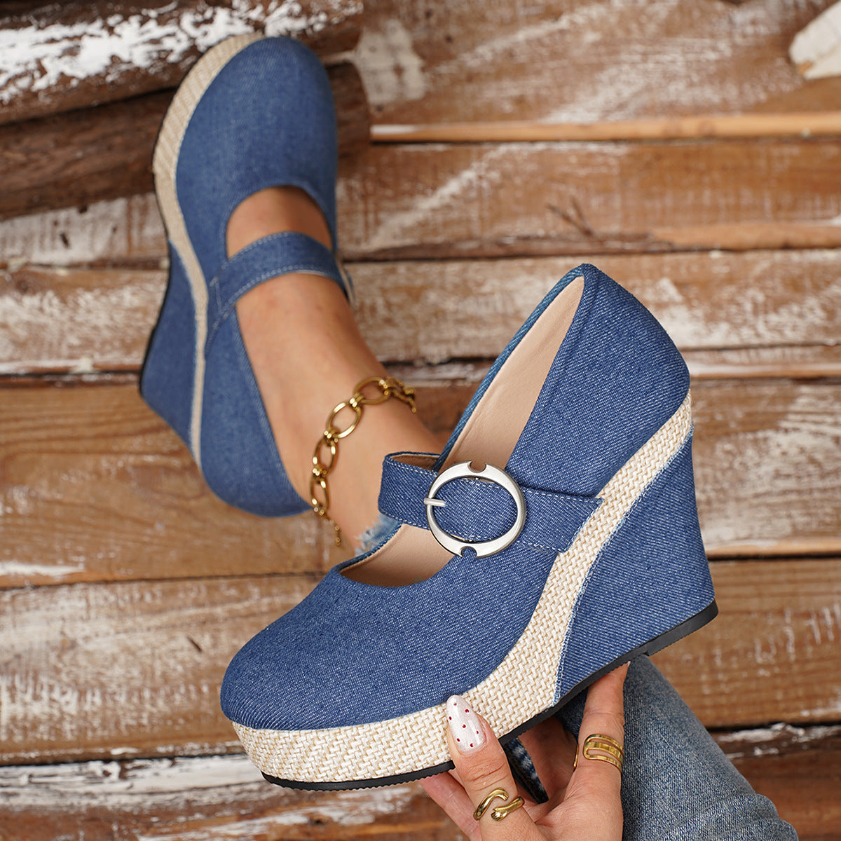 Womens Large-size Platform Wedge Thick-soled Pumps