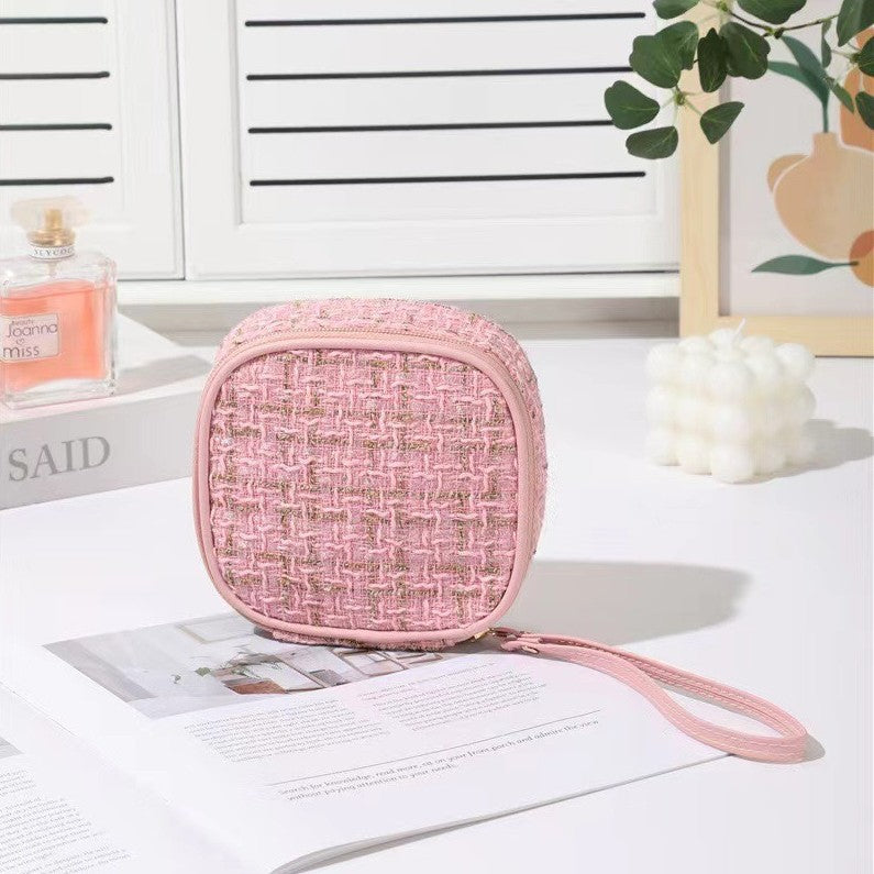 Chanel-style Makeup Bag With Handle Waterproof Storage Travel Organizer