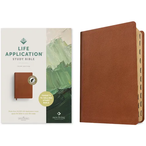 NLT Life Application Study Bible, Third Edition (Genuine Leather, Brown, Indexed, Red Letter) - Leather