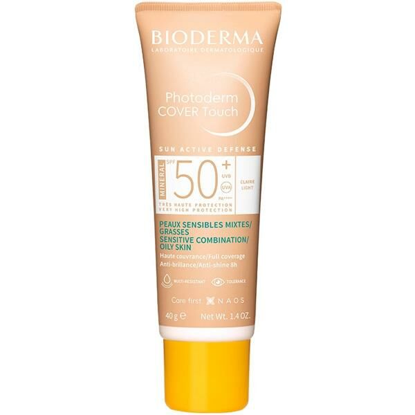 Bioderma Mineral Sunscreen with Coverage SPF50+ Light 40g - Tinted Non-Comedogenic Matte Finish Sun Protection