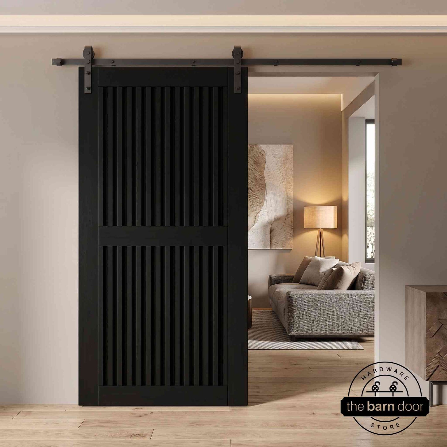 Vertical Slat Barn Door Kit | Black Hardware