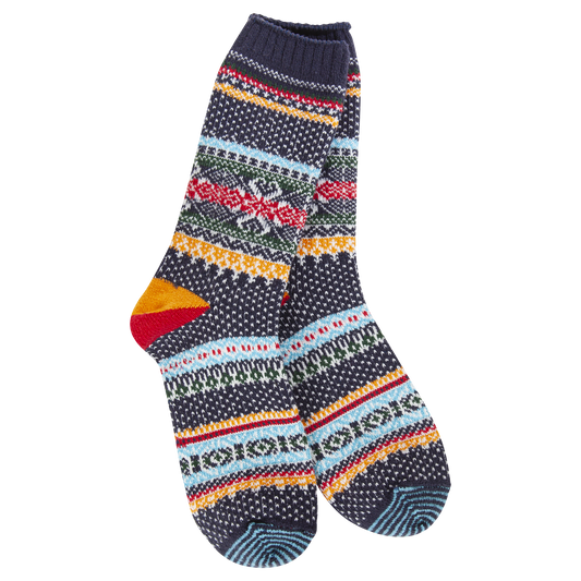Holiday Seasonal Crew- Navy Multi