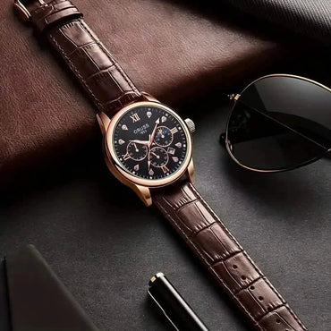 Brown Leather Fashion Quartz Wrist Watch