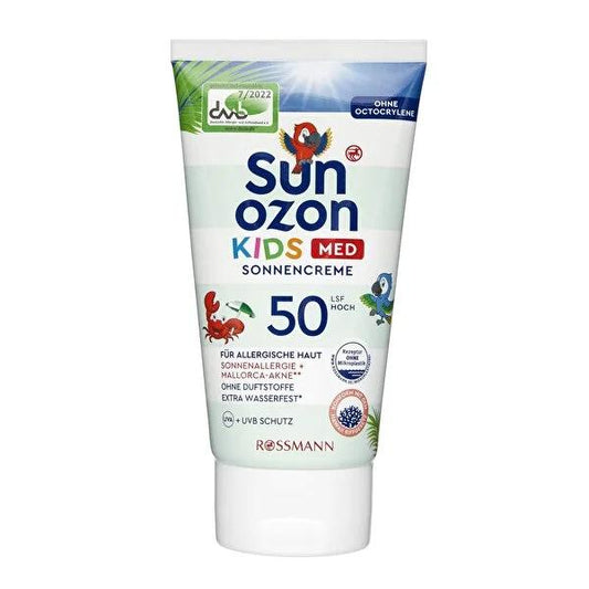 Sunozon MED Children's Sunscreen Cream 50SPF for Sensitive Skin - Waterproof, Vegan, 5.07 fl oz